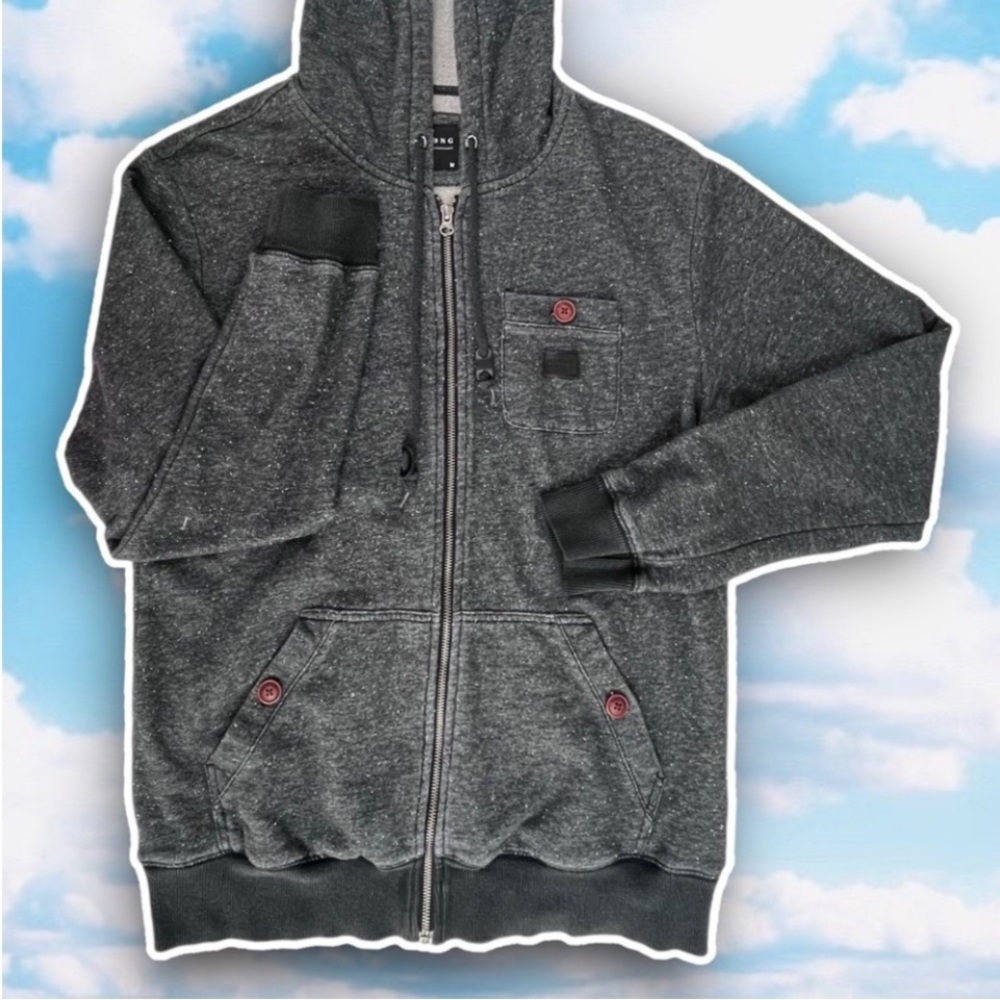 BILLABONG French Terry Lined Zip Up Hoodie Sweater Punk Skater Grunge Beach Cali